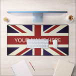 Vintage British Union Jack flag custom Desk Mat<br><div class="desc">Vintage British Union Jack flag custom Desk Mat . Personalise with your own text. Great for home or office. UK flag of United Kingdom,  Great Britain,  England.</div>
