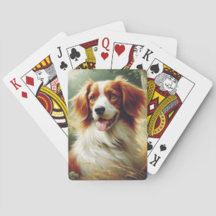 Vintage Brittany Dog Painting Playing Cards
