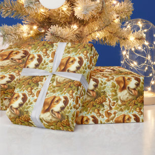 Vintage Brittany Dog Painting Wrapping Paper