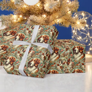 Vintage Brittany Dog Painting Wrapping Paper