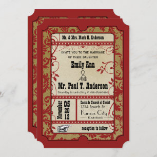 Vintage Broadway Poster Movie Ticket Wedding Invitation