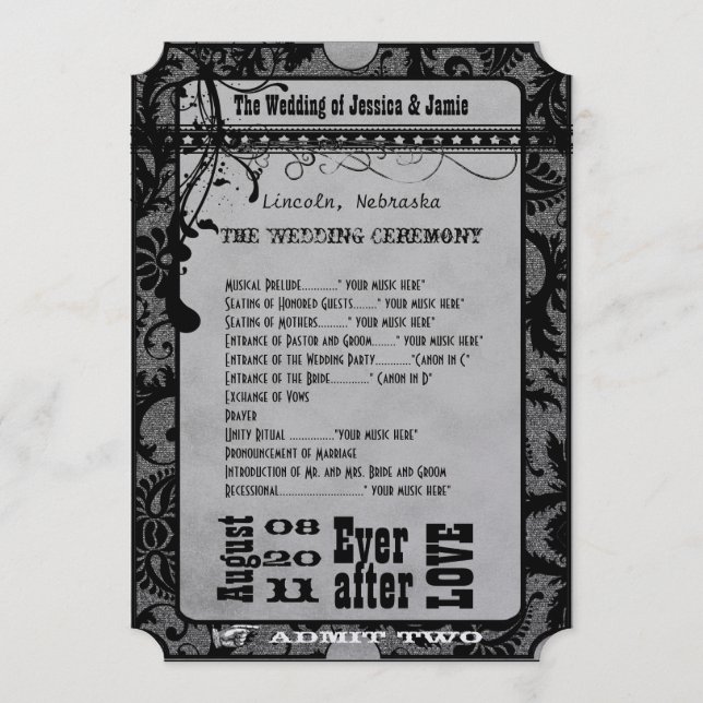 Vintage Broadway Poster Movie Ticket Wedding Programme (Front)