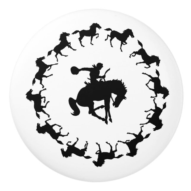 Vintage Bronc Cowboy Rider Drawer Pull  (Front)