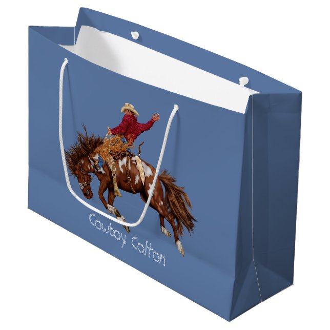 Vintage bronco rider large gift bag (Front Angled)