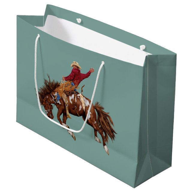 Vintage bronco rider large gift bag (Front Angled)