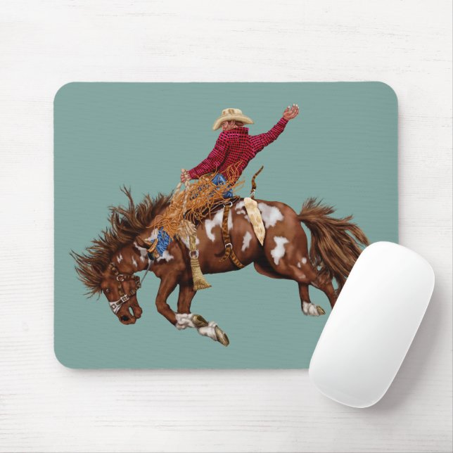 Vintage bronco rider mouse pad (With Mouse)