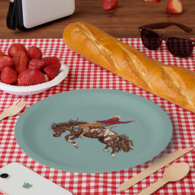 Vintage bronco rider paper plate (Picnic)