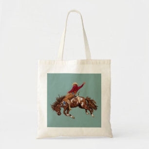 Vintage bronco rider tote bag
