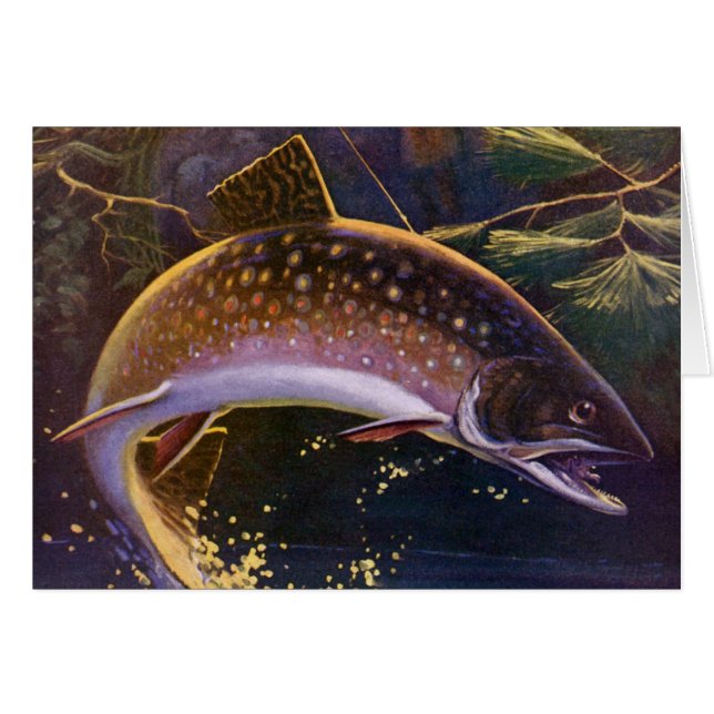 Vintage Brook Trout Fish Fisherman, Sports Fishing (Front Horizontal)