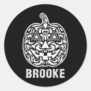 Vintage Brooke Halloween Sugar Skull Design  Classic Round Sticker