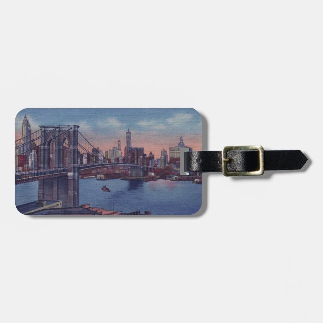 Vintage Brooklyn Bridge Luggage Tag (Front Horizontal)