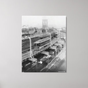 Vintage Brooklyn Bridge Railway Photograph (1910) Canvas Print