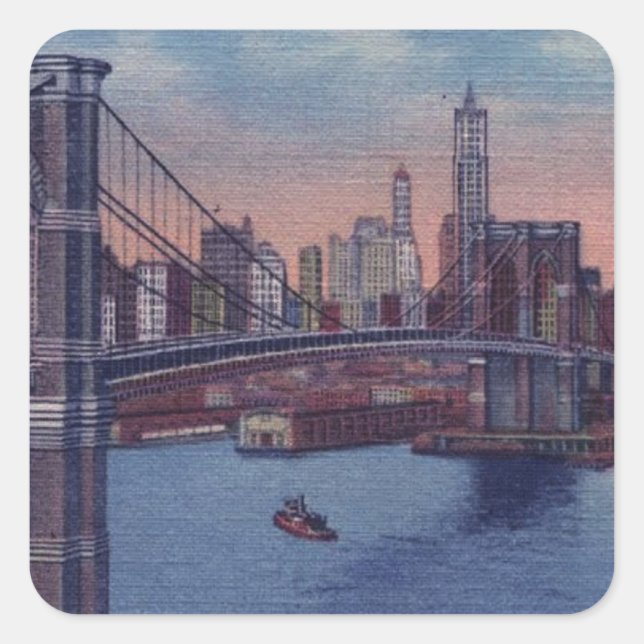 Vintage Brooklyn Bridge Square Sticker (Front)