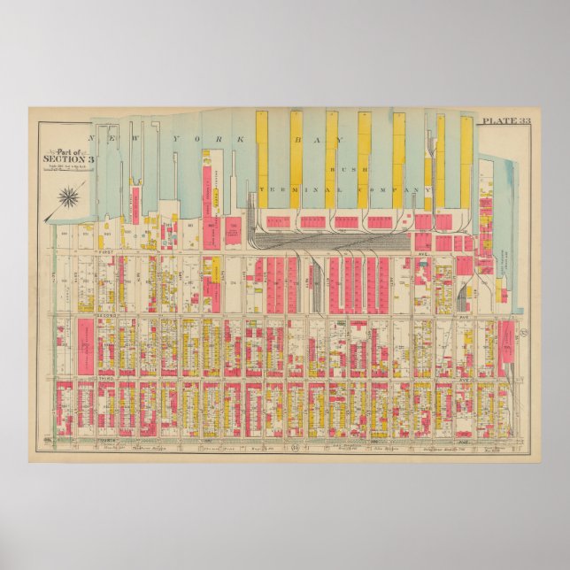 Vintage Brooklyn Map | George Washington Bromley Poster (Front)