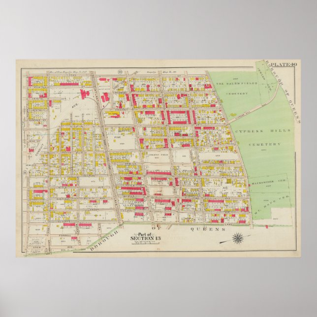 Vintage Brooklyn Map | George Washington Bromley Poster (Front)