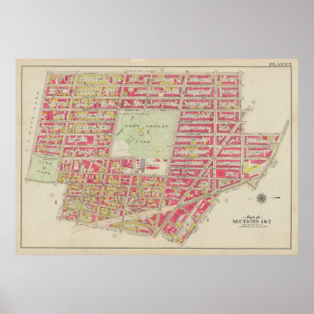 Vintage Brooklyn Map | George Washington Bromley Poster (Front)
