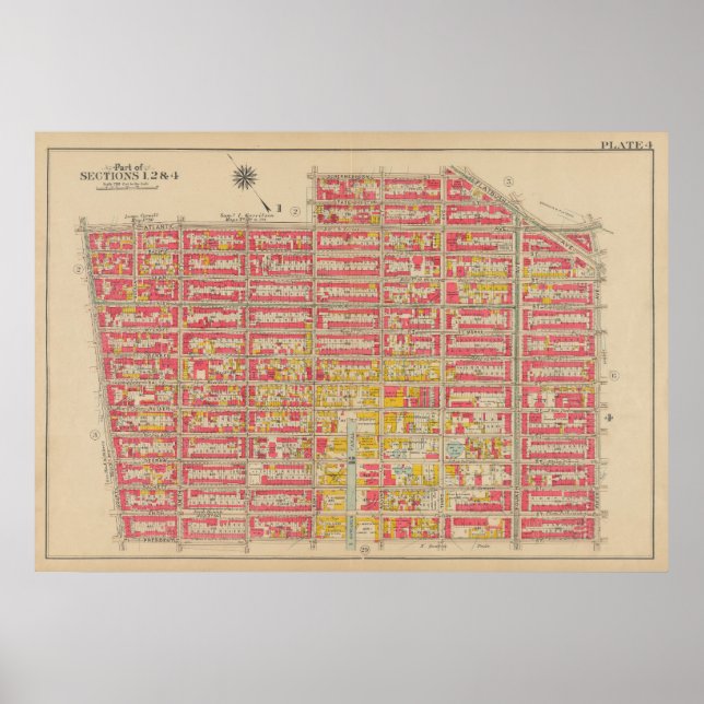 Vintage Brooklyn Map | George Washington Bromley Poster (Front)