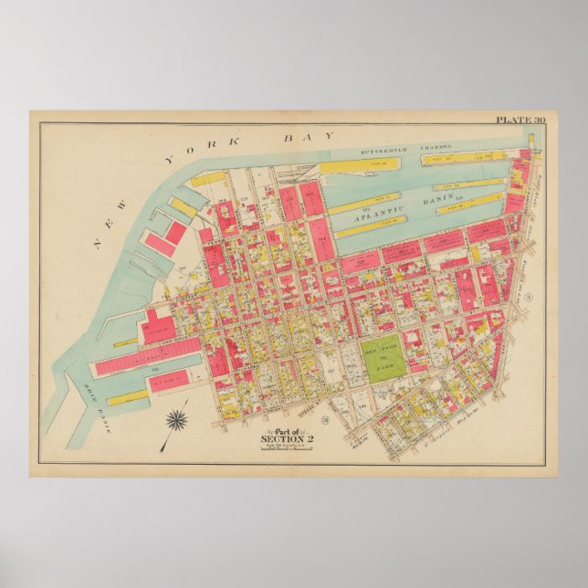 Vintage Brooklyn Map | George Washington Bromley Poster (Front)