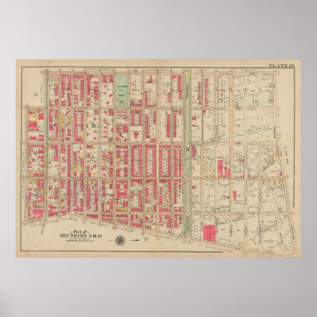 Vintage Brooklyn Map | George Washington Bromley Poster (Front)