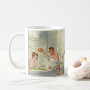 Vintage Brothers, Children, Boys Splashing in Tub, Coffee Mug