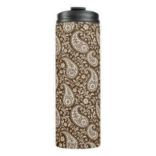 Vintage Brown and Beige Floral Paisley Thermal Tumbler