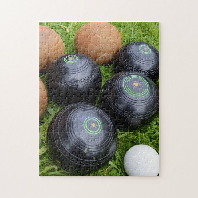 Vintage Brown And Black Lawn Bowls, Jigsaw Puzzle (Vertical)