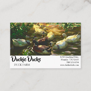 Vintage Brown And White Ducks In a Pond Business Card
