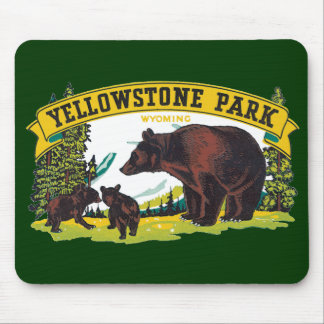 Vintage Brown Bears in Yellowstone National Park Mouse Pad