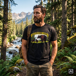 Vintage Brown Bears in Yellowstone National Park T-Shirt