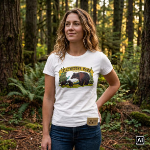 Vintage Brown Bears in Yellowstone National Park T-Shirt