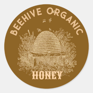 Vintage Brown Beehive Classic Round Sticker