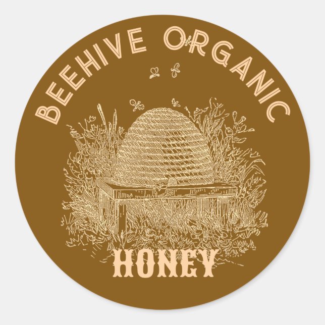 Vintage Brown Beehive  Classic Round Sticker (Front)