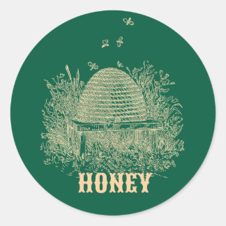 Vintage Brown Beehive Classic Round Sticker