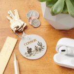 Vintage Brown Beige Western Cowboy  Key Ring<br><div class="desc">Vintage Brown Beige Western Cowboy Key Ring

Western cowboy themed key ring featuring a vintage style image with cowboy and cactus in a western desert on a beige background.</div>