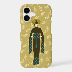 Vintage Brown Blue Woman Turban Turkey Art Nouveau