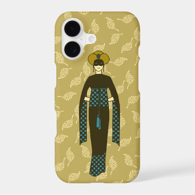 Vintage Brown Blue Woman Turban Turkey Art Nouveau (Back)