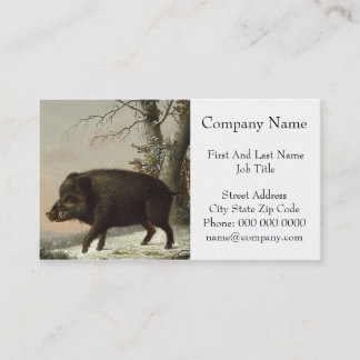 Vintage Brown Boar Hunting Painting, Wildlife Art Business Card