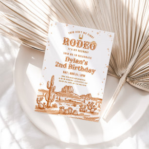 Vintage Brown Boy Rodeo 2nd Birthday Invitation