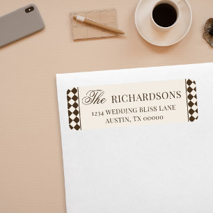 Vintage Brown Checkered Old Money Return Address