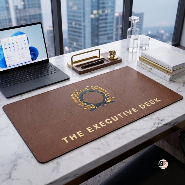 Vintage Brown Classic Gold Laurel Desk Mat (#OrederNow)