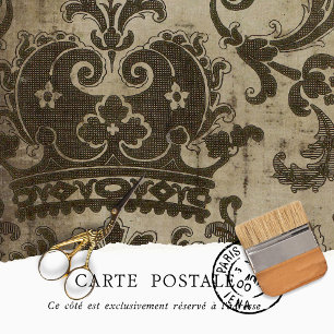 Vintage Brown Crown Motif Rustic Decoupage  Tissue Paper