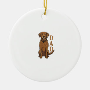 Vintage Brown Dog Dad Shirt Design_1 Ceramic Tree Decoration