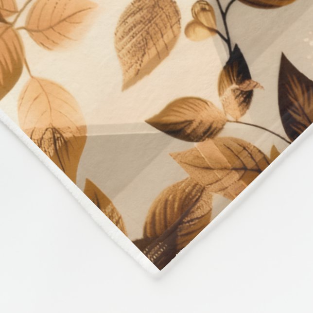 Vintage Brown Floral Botanical Throw Blanket – Ele (Corner)