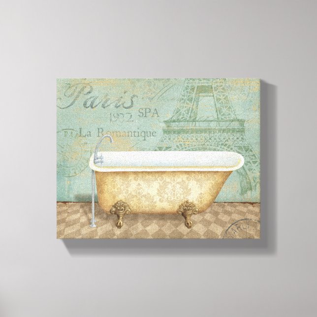 Vintage Brown French Bathtub Canvas Print (Front)