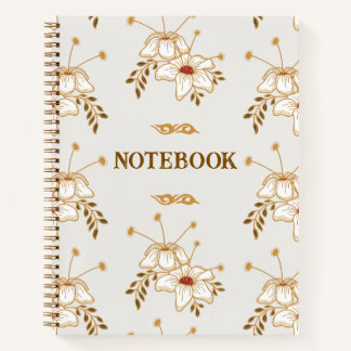 Vintage Brown Gold Floral Botanical Pattern Notebook