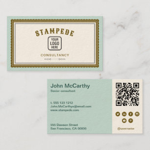 Vintage Brown Grey Blue-Green Post-stamp Border Business Card
