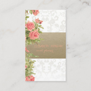 Vintage Brown Kraft Paper,Lace,Roses Business Card