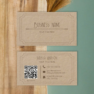 vintage brown kraft QR code boutique Business Card