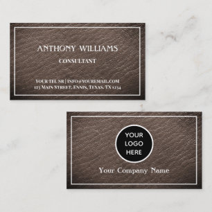 Vintage Brown Leather Logo Company Texture Business Card