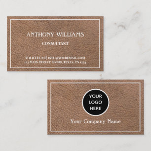 Vintage Brown Leather Logo Company Texture Business Card